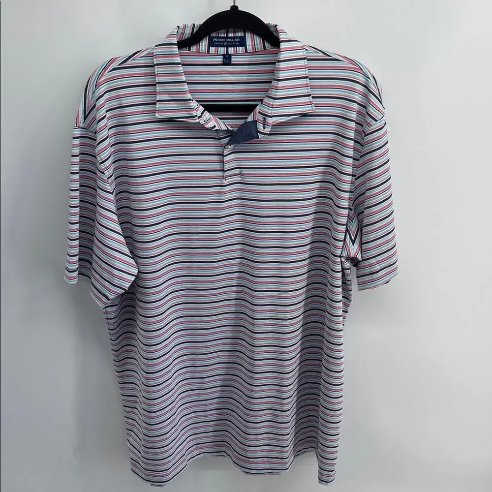 Peter Millar Performance striped golf tennis polo shirt sz XL